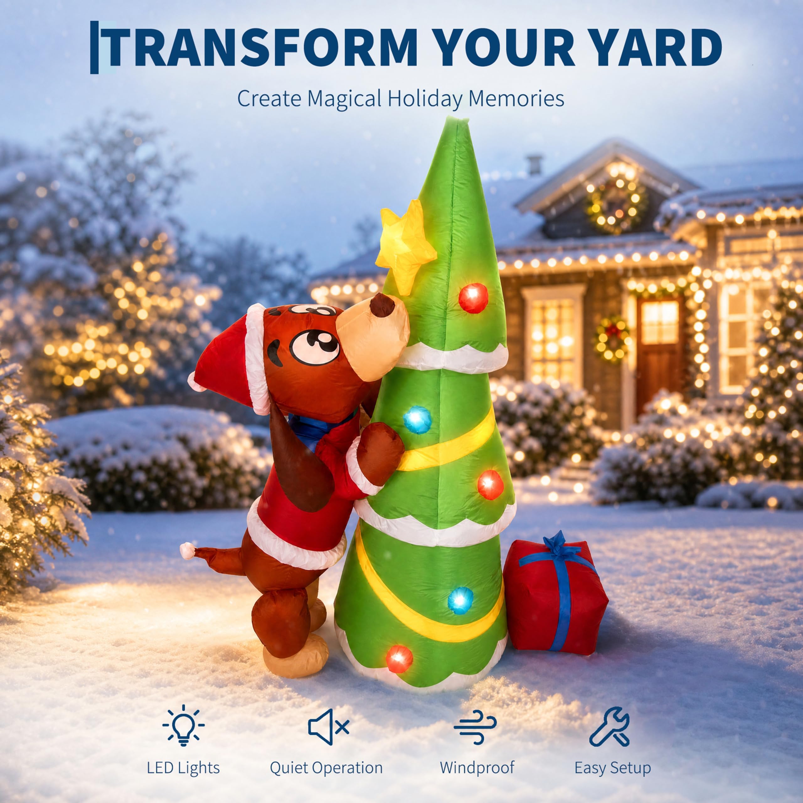 Anjing Natal Tiup Raksasa 7 ka - Outdoor Lighting Effects ulasan dan harga